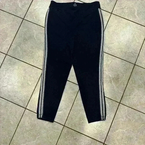 T for Talbots Navy m Knit PullOn Straight Ankle Pants w/Side Stripes Size Medium - Picture 1 of 3